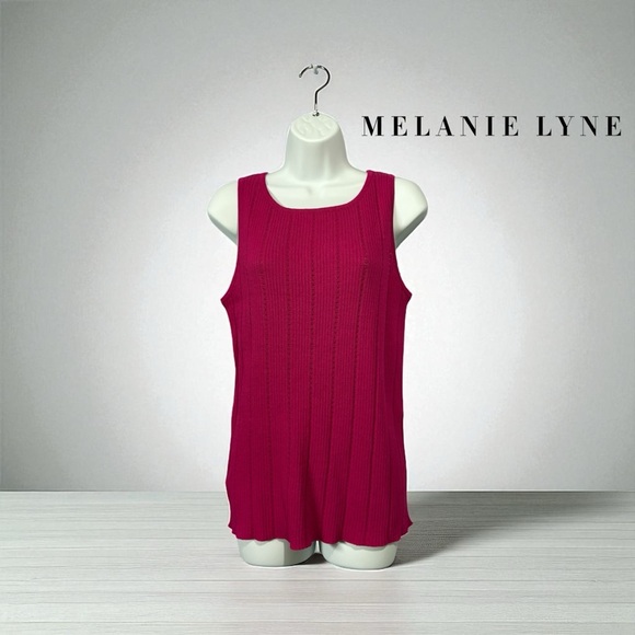 NWOT, Mélanie Lyne, Fuchsia Ribbed Knit Top, Medium - Picture 1 of 8
